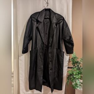 Black Leather Trench Coat